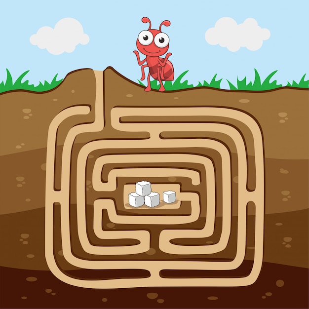 Ant find sugar animals labyrinth-spiele