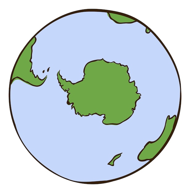 Antarktis auf der karte südpol auf der planetenkugel geographiekonzept