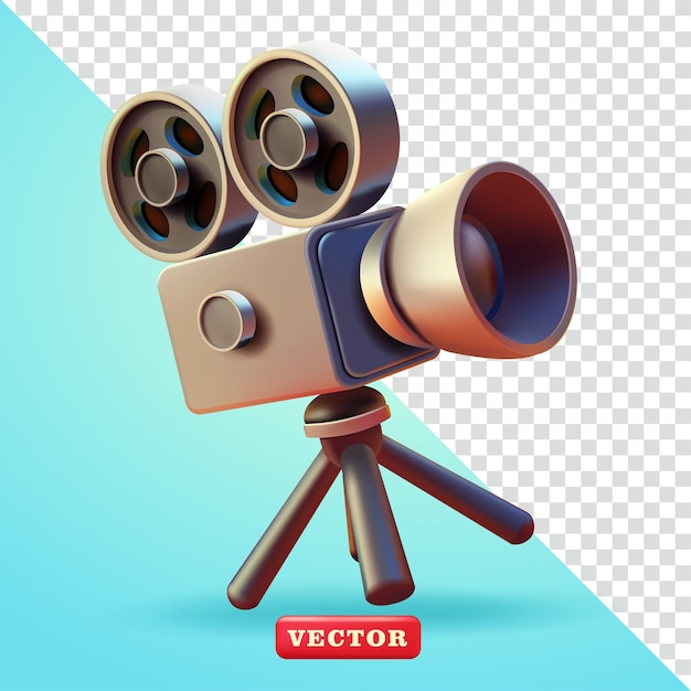 Antike Filmkamera 3D-Vektor geeignet für Kino- und Designelemente