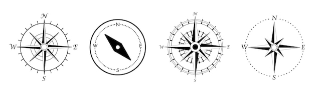 Antike kompassillustration windrose für logo oder karte vektorsymbole