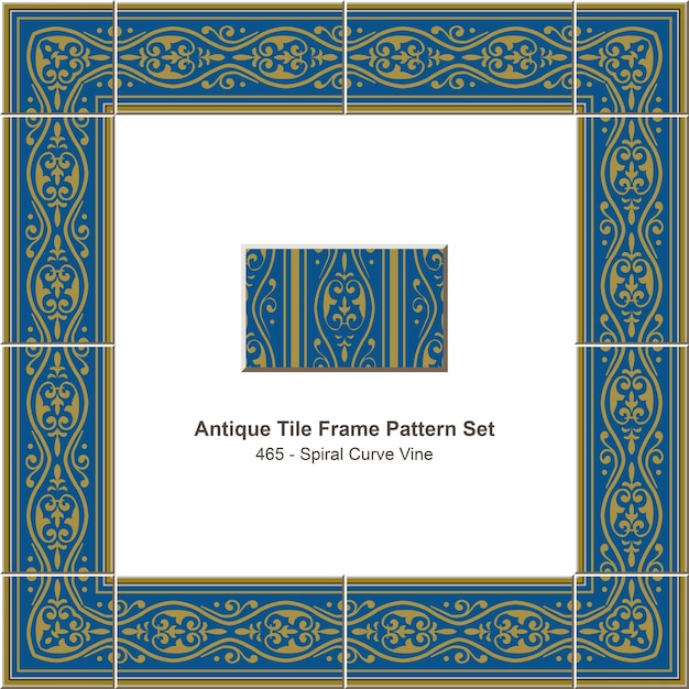 Antikes Fliesenrahmen-Musterset Spiral Curve Vine