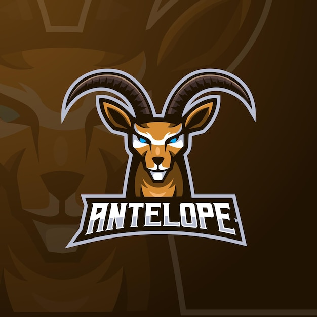 Antilopen-maskottchen-logo-design-vektor mit modernem illustrationskonzept für sport, team, club und gaming