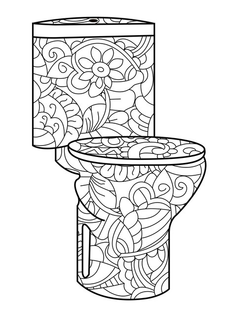 Antistress-färbung für erwachsene mit spültoilettenmuster astrachan illustration von schwarzen linien, die weißen hintergrund kritzeln