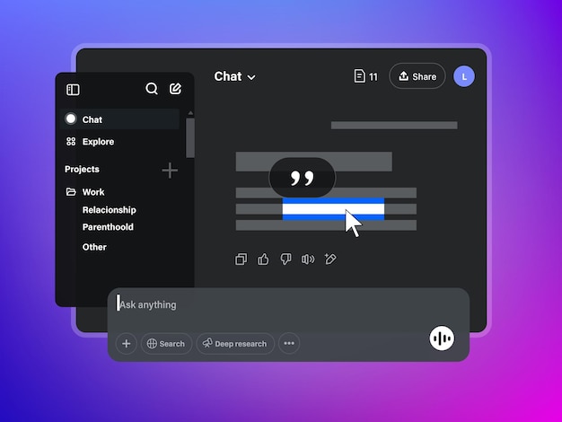 Antwortfunktionen in Ai Chat Web-Browser mit künstlicher Intelligenz Chat-Text auf dem Bildschirm