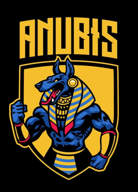 Anubis god ägyptisches sport- und esport-maskottchen-logo