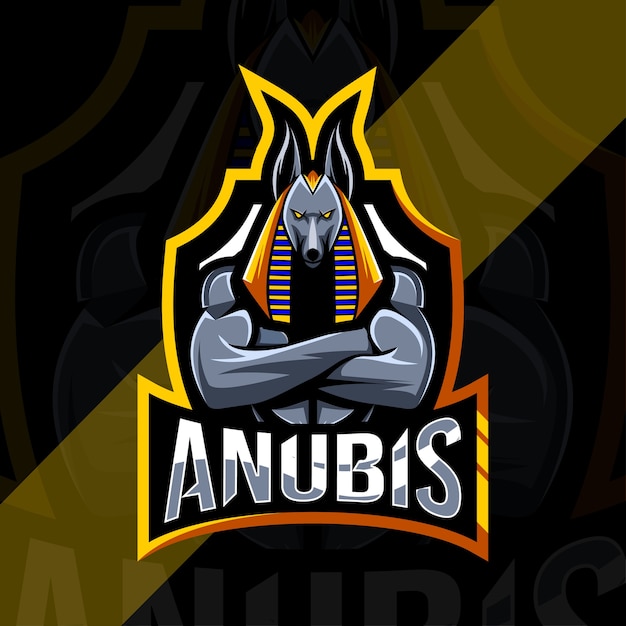 Anubis maskottchen logo esport template design