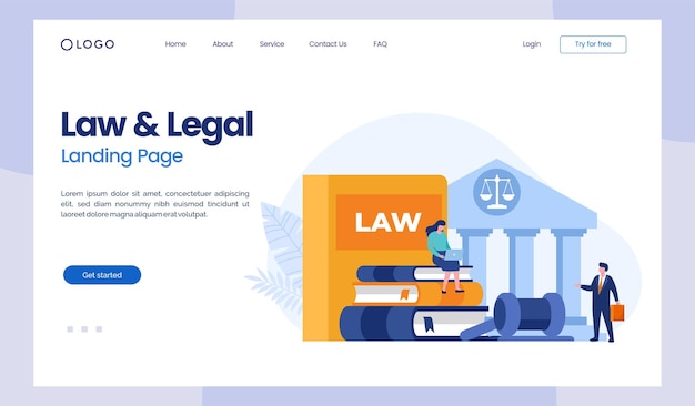 Anwaltskanzlei und Rechtsdienstleistungskonzept Anwaltsberater flache Illustrationsvektor-Landingpage