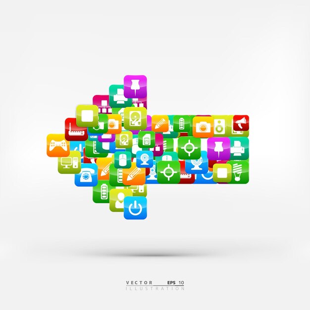 Vektor anwendungsknopf social-media-icon cloud-computing