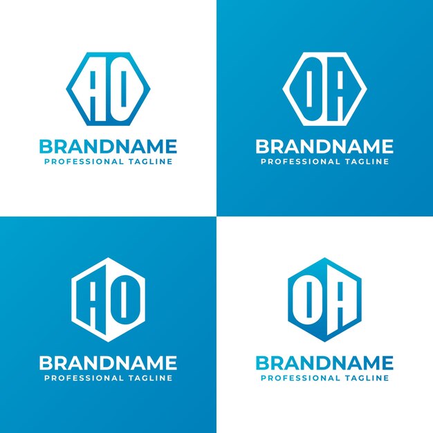 AO- und OA-Hexagon-Logo-Buchstaben-Set, geeignet für Geschäfte mit AO- oder OA-Initialen