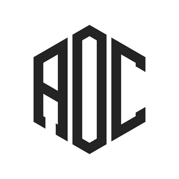 AOC-Logo-Design Anfangsbuchstaben AOC-Monogramm-Logo in sechseckiger Form