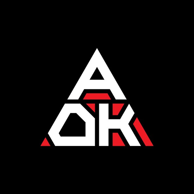 Vektor aok dreieckbuchstaben-logo-design mit dreiecksform aok dreieckslogo-design monogramm aok dreiecksvektor-logotypen-vorlage mit roter farbe aok dreieckiges logo einfach elegante und luxuriöse logo