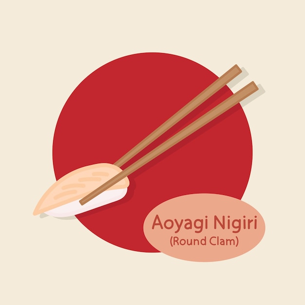 Aoyagi Nigiri Round Clam Sushi japanisches Essen handgezeichnete Lebensmittelvektorillustration