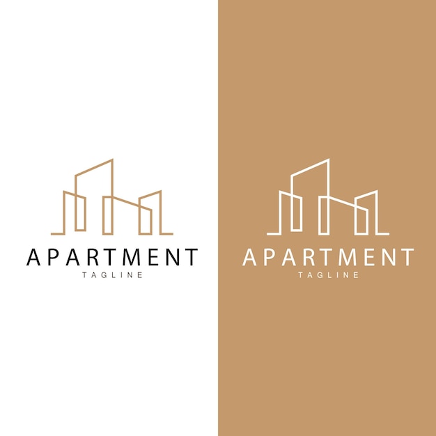 Apartment-Gebäude-Logo, moderner Design-Stil, Linie, Vektorsymbol, Illustrationsvorlage