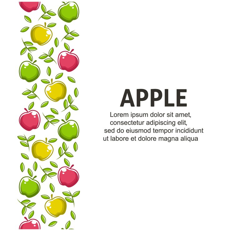 Apfel mit Blättern im flachen Design