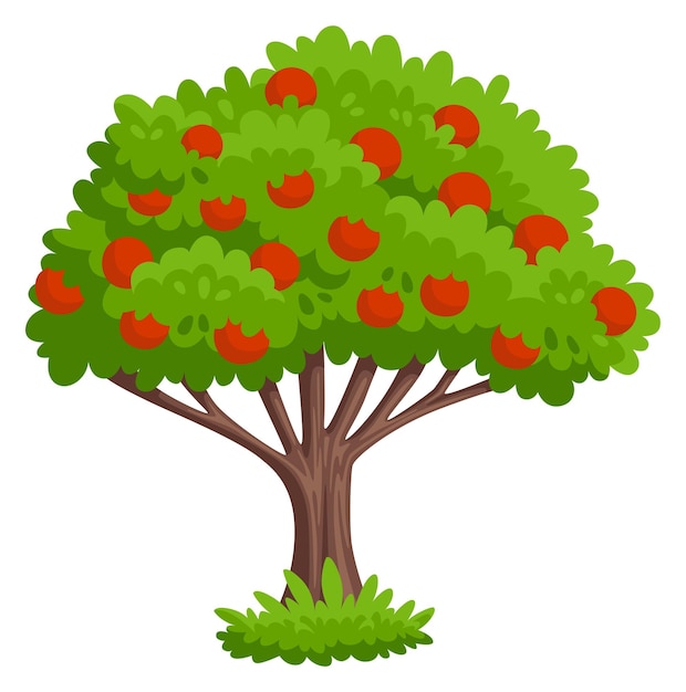 Apfelbaum-symbol rote fruchtpflanze der karikatur