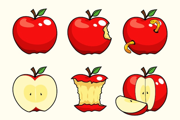 Apfelfrucht set sammlungen cartoon