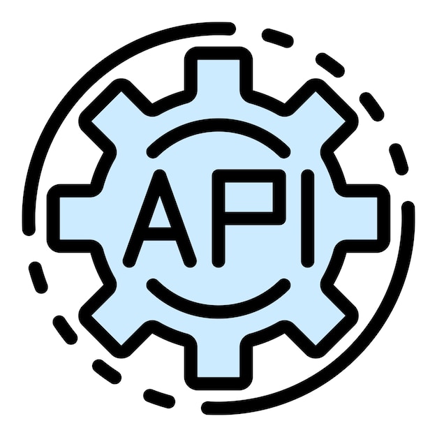 API-Code-Zahnradsymbol Umriss des API-Code-Zahnradvektorsymbols für Webdesign isoliert auf weißem, flachem Hintergrund
