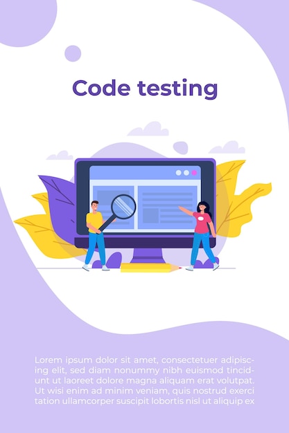 App-Tester. Software- oder Anwendungstestkonzept. Entwicklungsprozess debuggen. Vektor-Illustration.