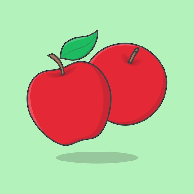 Apple-cartoon-vektor-illustration frischer apple-flat-icon-gliederung apple
