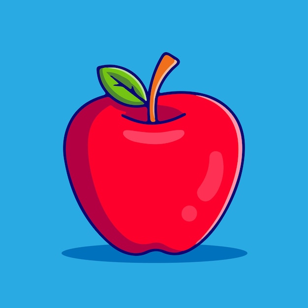 Apple Fruit Cartoon Icon Illustration Essen Fruit Icon Konzept Isolierter flacher Cartoon-Stil