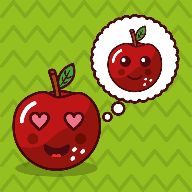 Apple kawaii frucht mit sprechblasencharakter