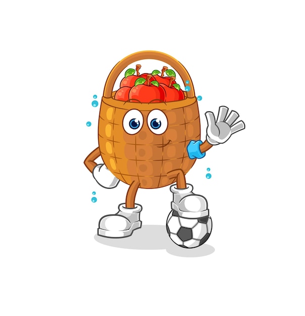 Apple-korb, der fußballillustrations-charaktervektor spielt