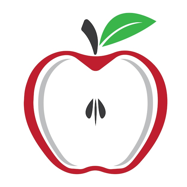 Apple-logo-obst gesundes lebensmitteldesignapple-logo-design-inspirationsvektorvorlage