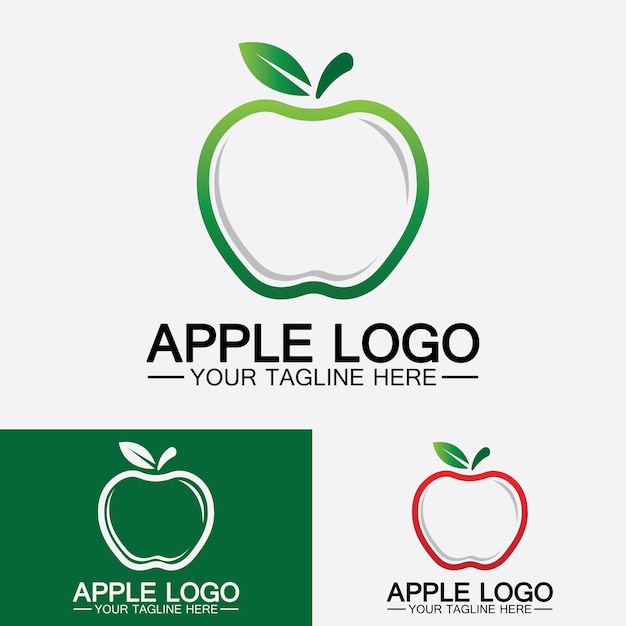 Apple-logo-obst gesundes lebensmitteldesignapple-logo-design-inspirationsvektorvorlage