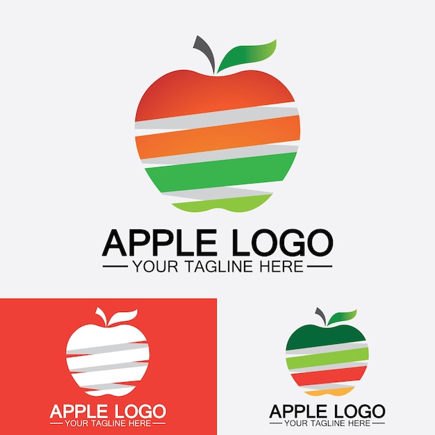 Apple-logo-obst gesundes lebensmitteldesignapple-logo-design-inspirationsvektorvorlage