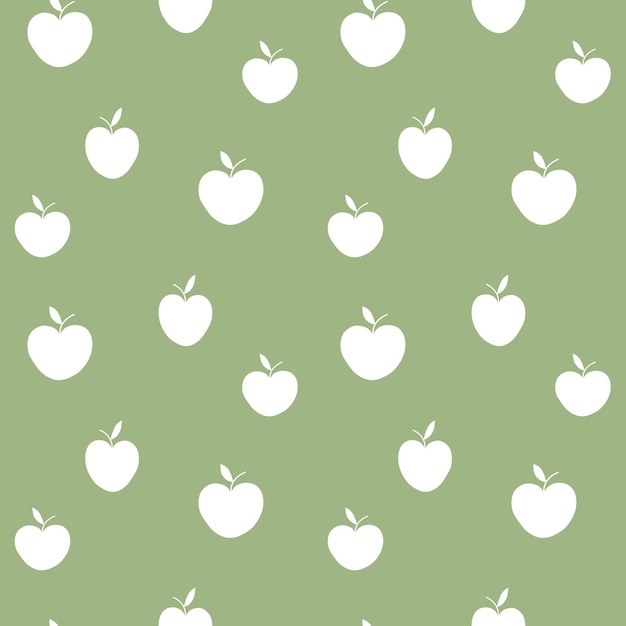 Vektor apple musterdesign früchte und blätter silhouette wiederholen sich auf grünem hintergrund öko-design