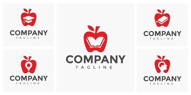 Apple red education logo design vector template für academy educational business brand company