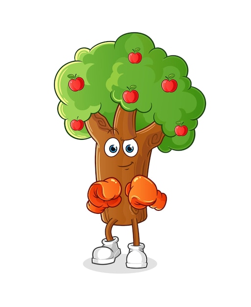 Apple tree boxer charakter. cartoon maskottchen
