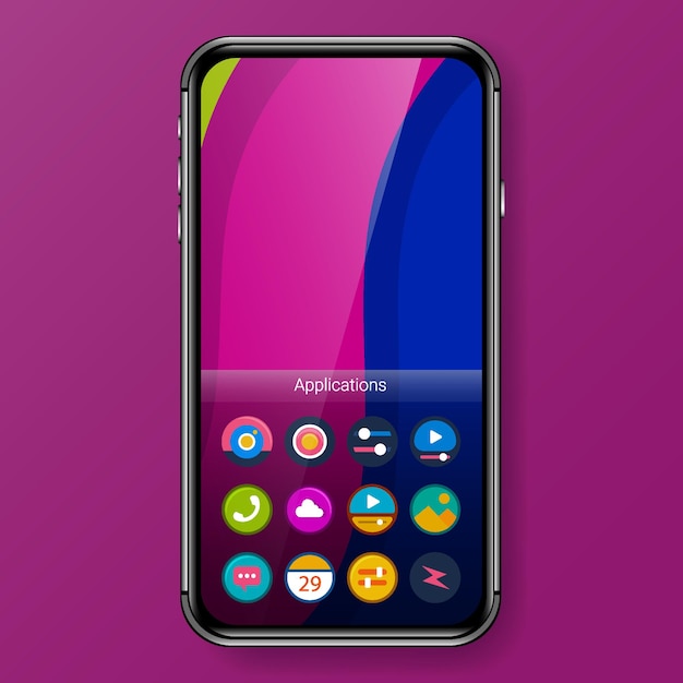 Vektor apps-benutzeroberfläche realistischer smartphone-startbildschirm