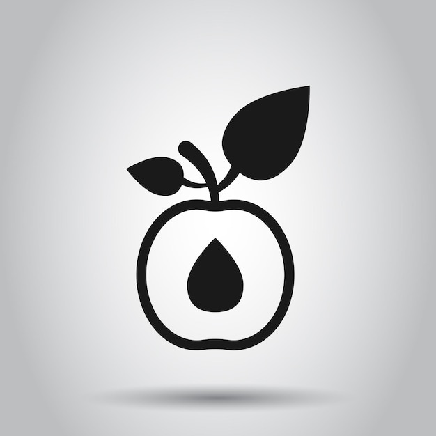 Aprikosenfrucht-ikone im flachen stil pfirsich-dessert-vektor-illustration auf isolierten hintergrund bio-dessert-geschäftskonzept