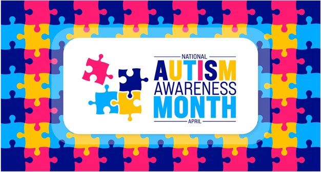 Vektor april is national autism awareness month background template holiday concept use to background