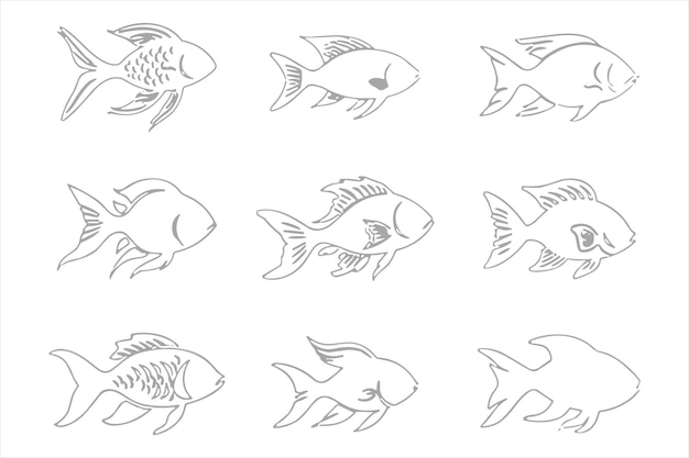 Aqua-Fischsilhouetten Bündel-Set Fischsilhouette Aqua-fischvektor