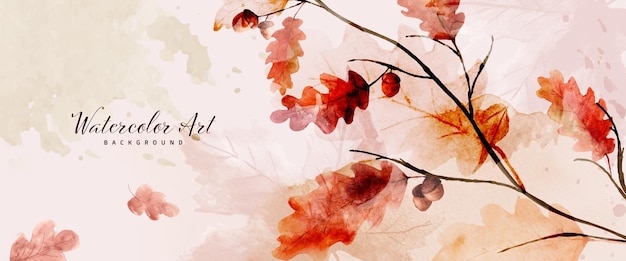 Aquarell abstrakter Hintergrund Herbstkollektion mit Eichen- und Saisonblättern. Handgemalte natürliche Aquarellkunst, perfekt für Ihre entworfenen Header, Banner, Web, Wand, Karten usw.