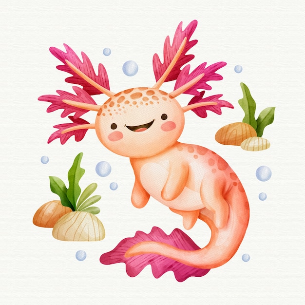 Aquarell-Axolotl-Illustration