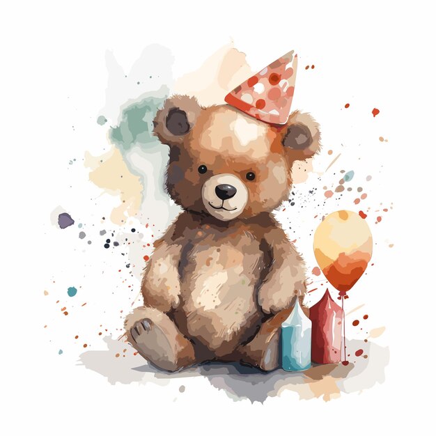 Vektor aquarell baby bär alles gute zum geburtstag design