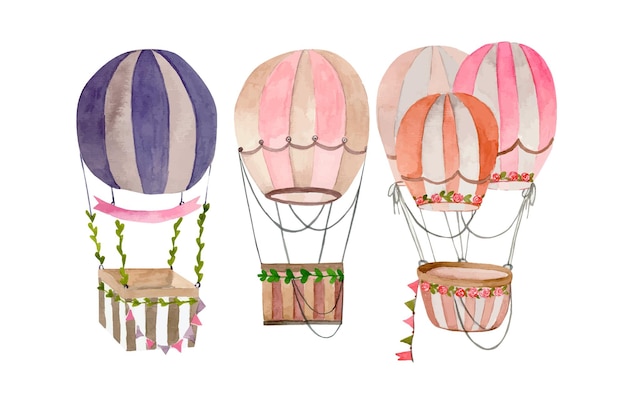 Aquarell-Ballon-Clipart-Set