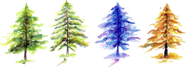 Aquarell baum sammlungsvektor