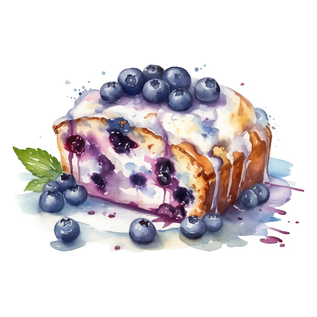 Vektor aquarell blaubeerkuchen clipart