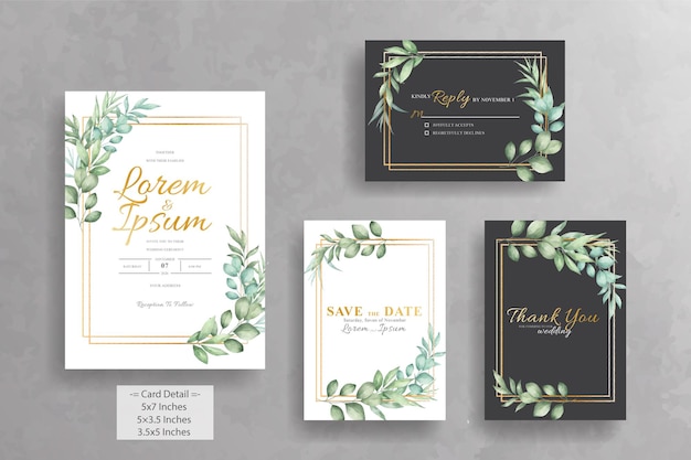 Aquarell Blumen geometrische Rahmen Hochzeitseinladungskarten Vorlage