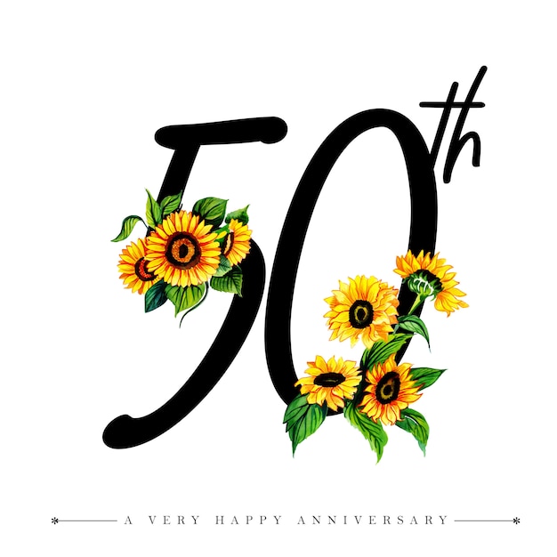 Aquarell blumen happy anniversary nummer 50