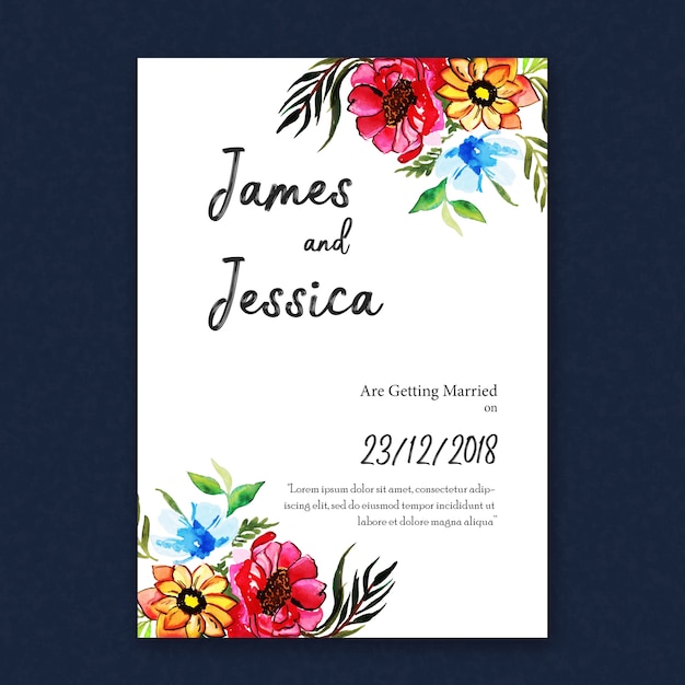 Aquarell Blumen Hochzeitseinladungskarte
