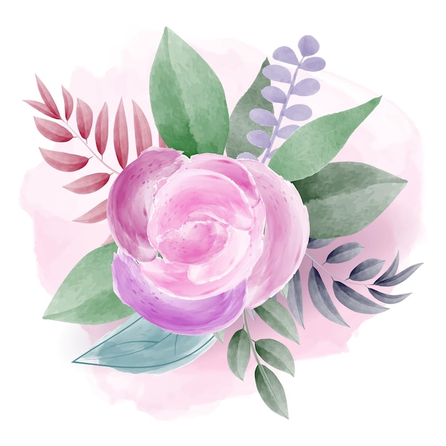 Aquarell-Blumen- und Blattdesigns zur Dekoration