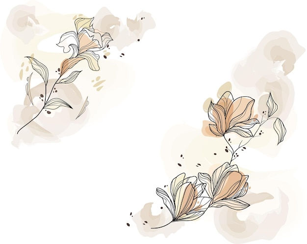 Aquarell-Blumenhintergrund Eine Illustration eines lebendigen Arrangements handgezeichneter Blumen