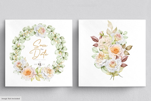 Aquarell blumenhochzeitseinladungskartenschablone