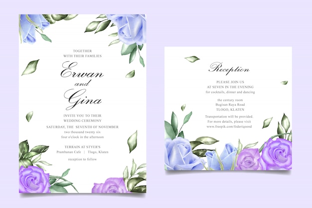 Aquarell blumenhochzeitseinladungsschablonenkartendesign