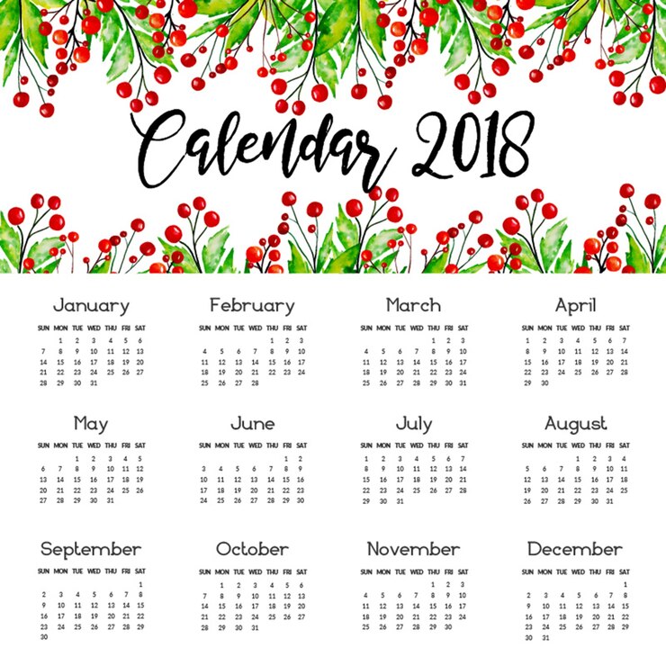 Vektor aquarell blumenkalender 2018